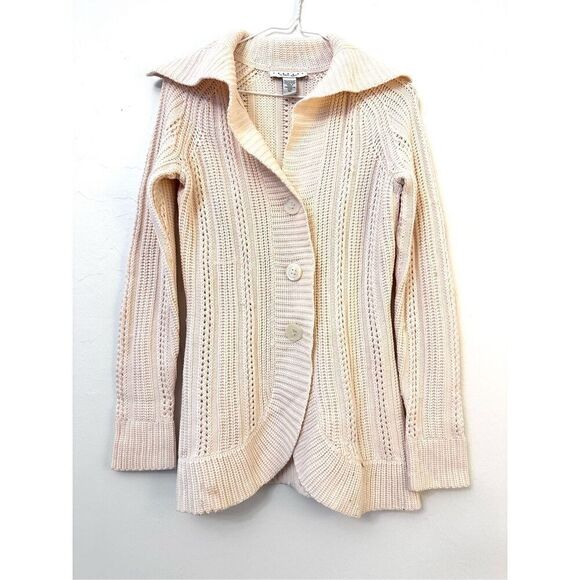 Vintage Y2K Laundry by Shelli Segal Womens Cable Knit Wool Button Cardigan Sweat - Picture 1 of 4